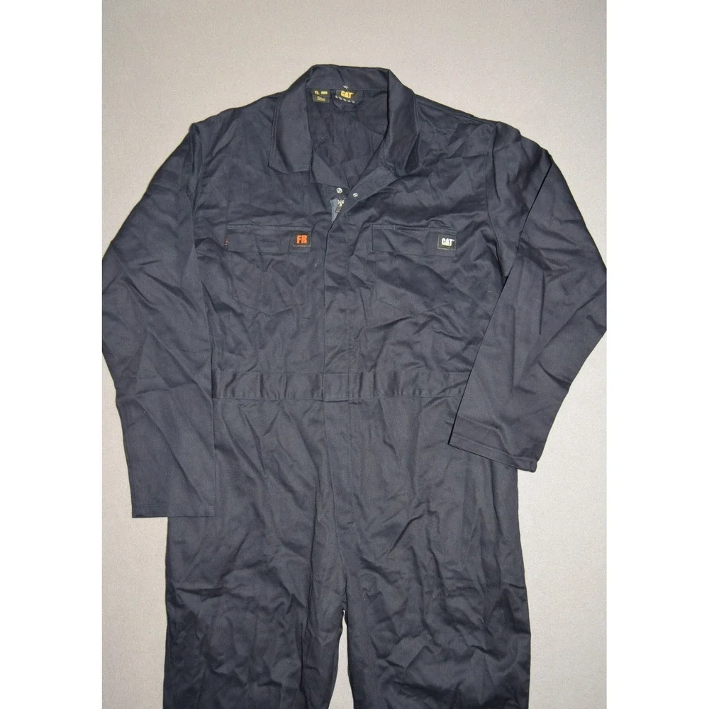 Caterpillar Coveralls Mens XL Navy Flame Resistant Jumpsuit Workwear CAT NEW
